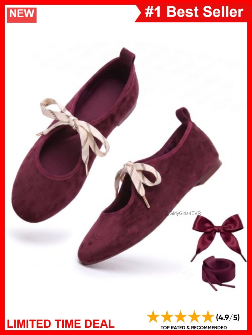 Faux Velvet Ballet Flats Memory Foam Comfort Mary Jane